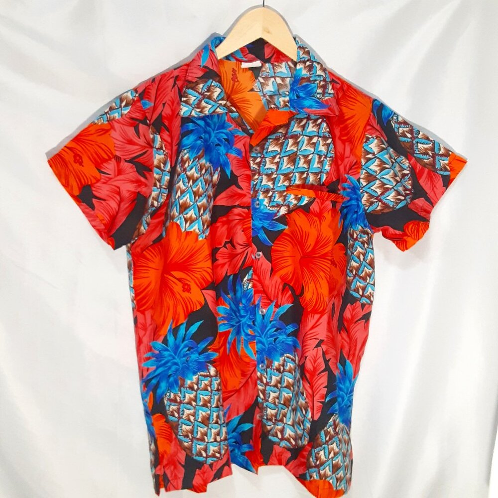 King Kameha Tropical Hawaiian Shirt Casual Button Down Bright Men's Size Medium